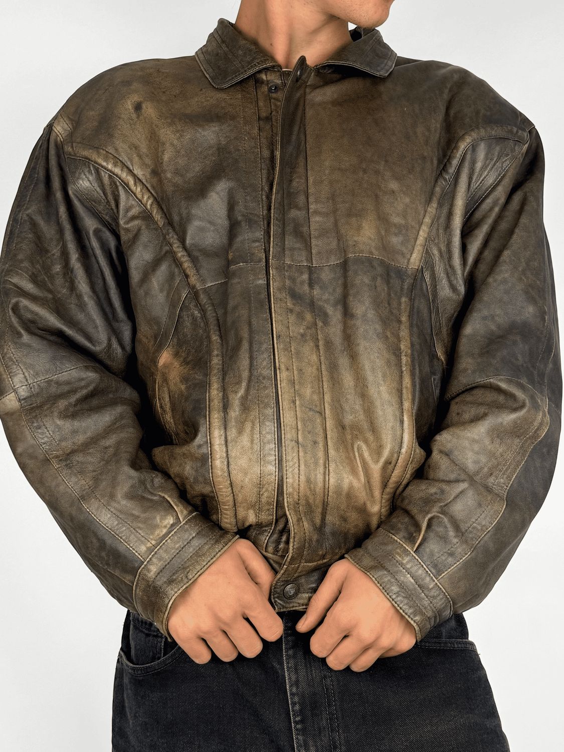Kurtka Skórzana Bomberka Vintage (XL)