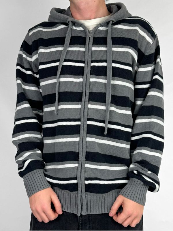 Sweter Rozpinany Fishbone w Paski (XL)