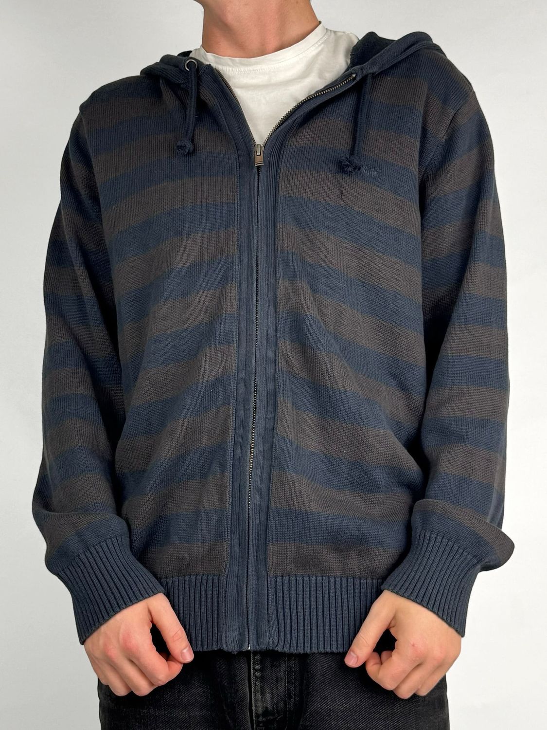 Sweter Rozpinany Y2K w Paski (XL)