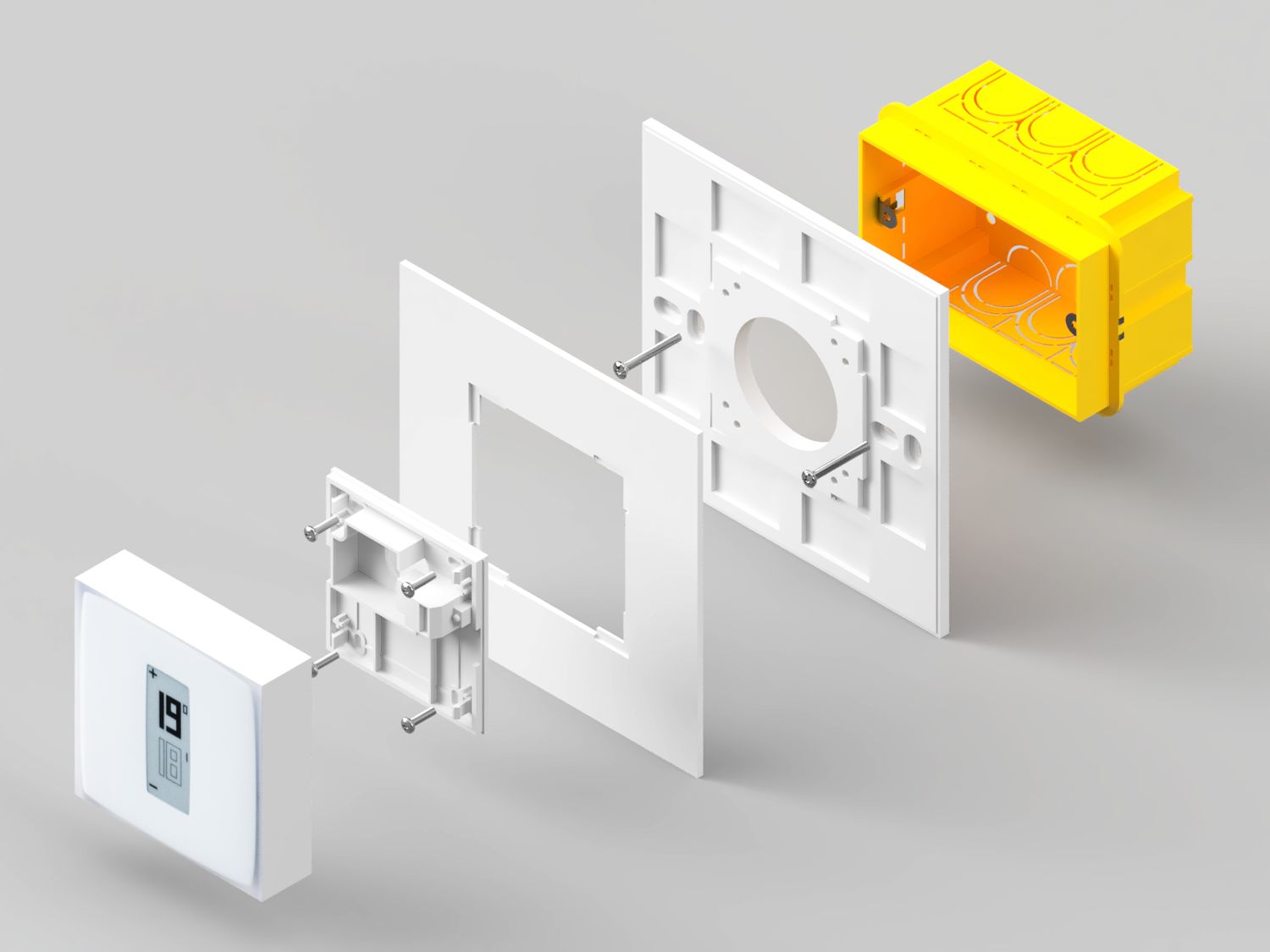Wall box support for Netatmo thermostat original square plate