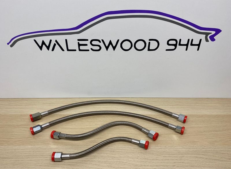 New Porsche 944 S2 16v Engine Bay Braided Fuel Line Kit 4 Piece