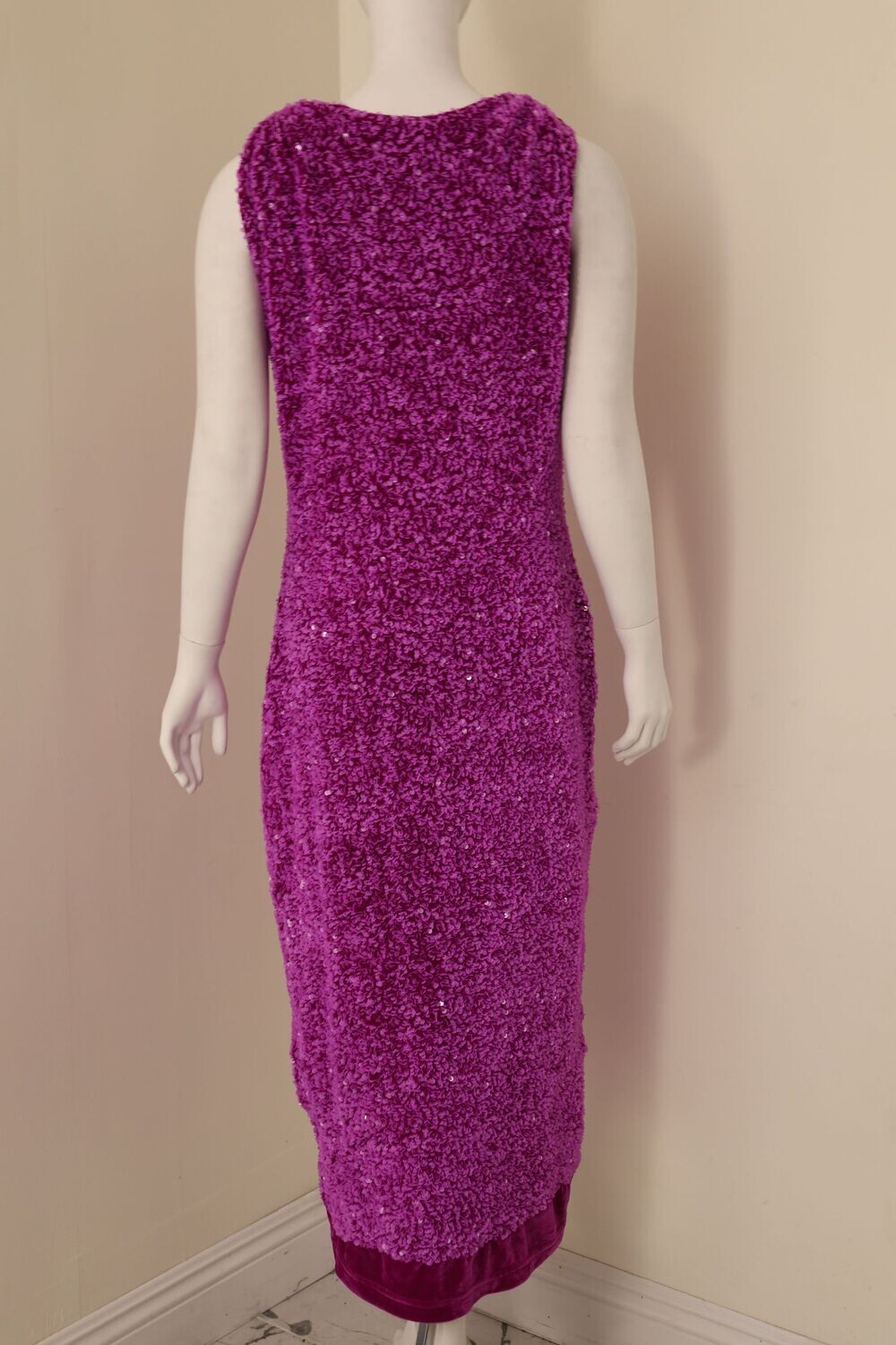 Magenta Sequin Midi Dress