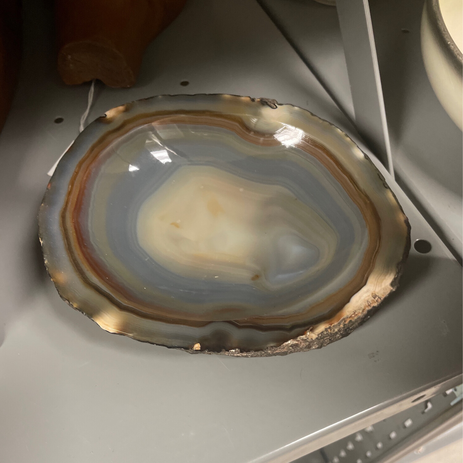 Agate Ashtray Blue and Brown