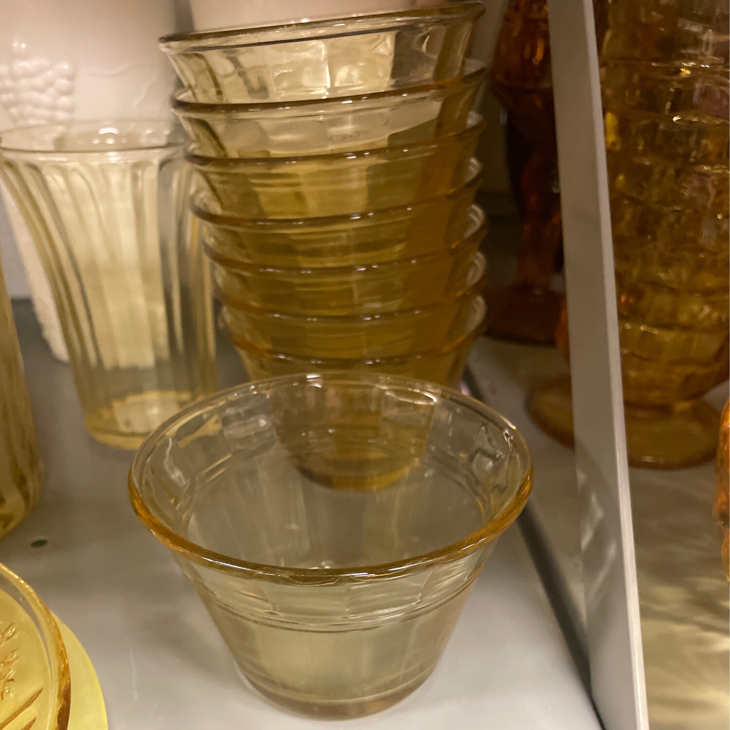 Amber Depression Glass Custard Dish-Set of 8