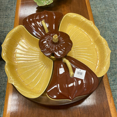 Gold and Brown Valley Vista Pottery Lazy Susan