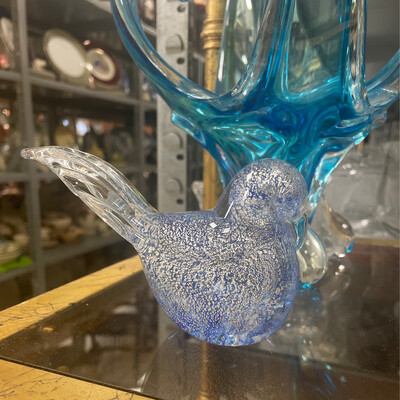 Blown Glass Dove with Silver Flecks