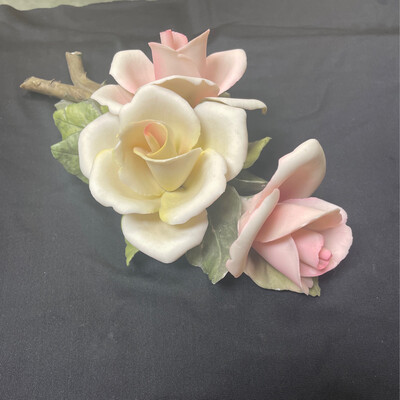 Sculpted Bisque Pink Roses