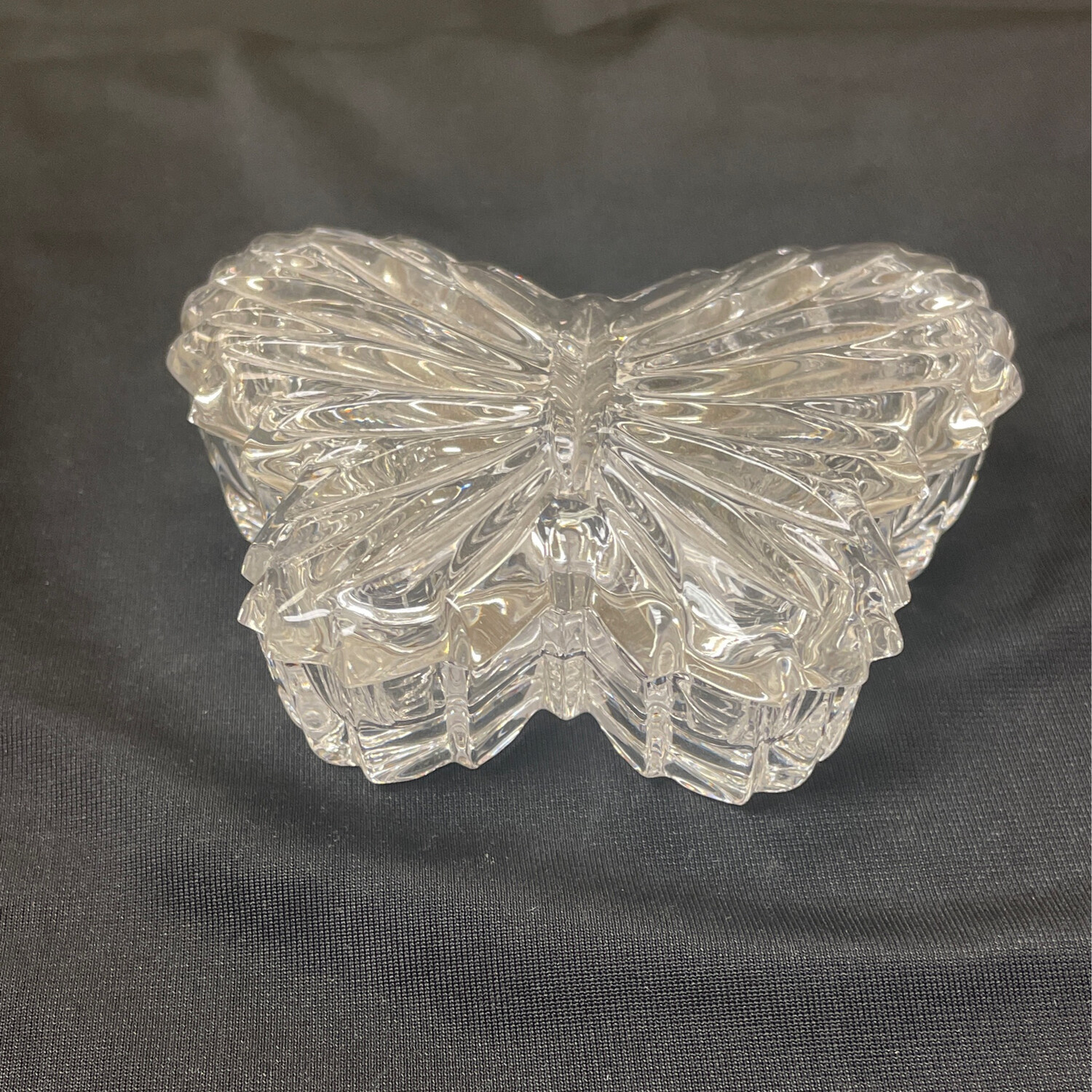 Vintage Cut Glass Butterfly Trinket Dish