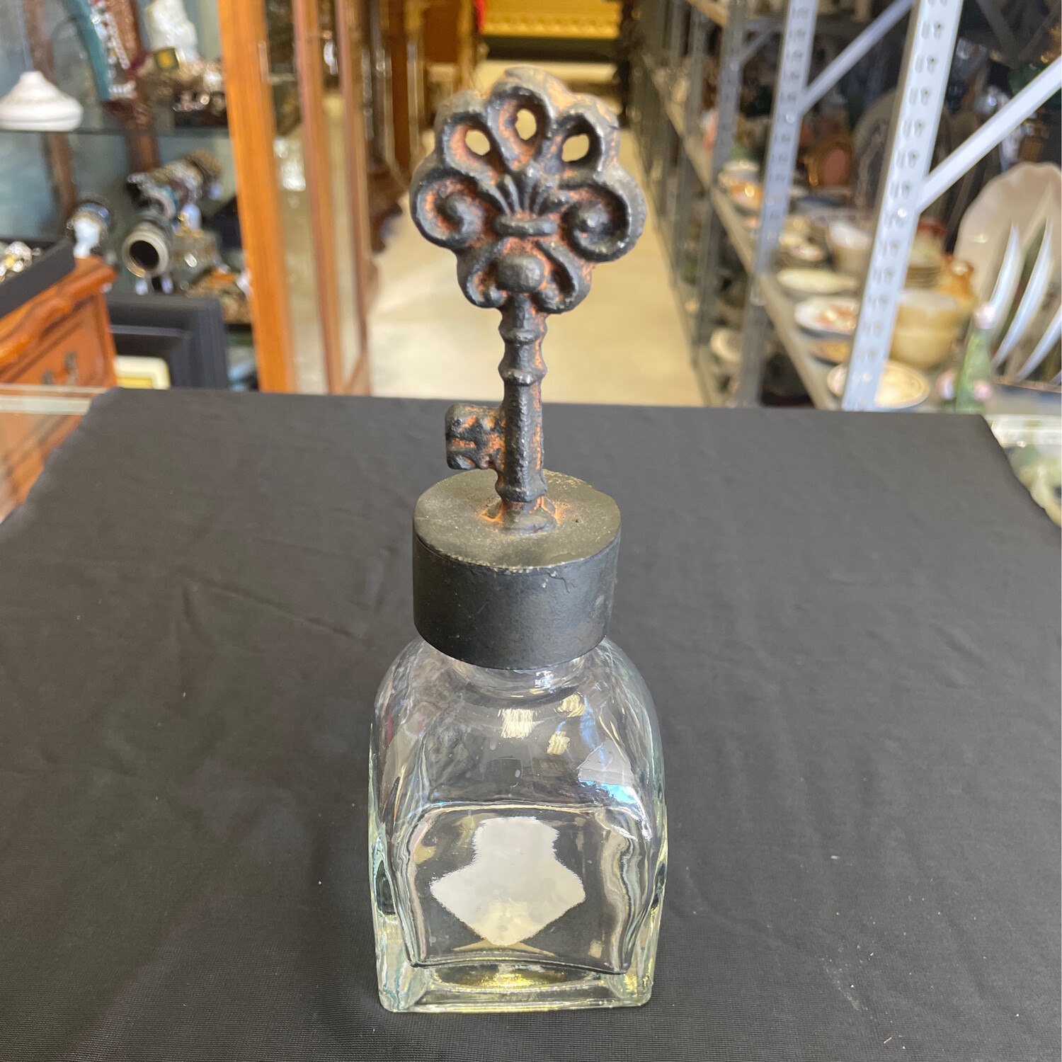 Glass Bottle with Skeleton Key Top