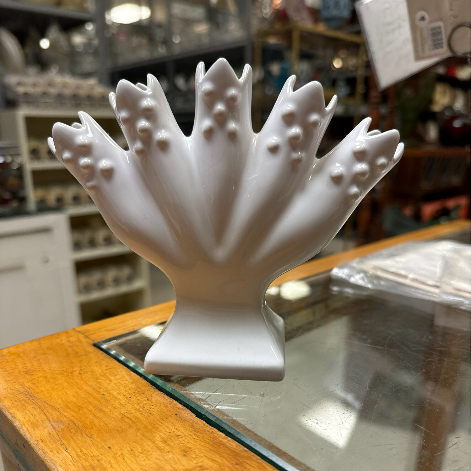 White Ceramic Five Finger Vase