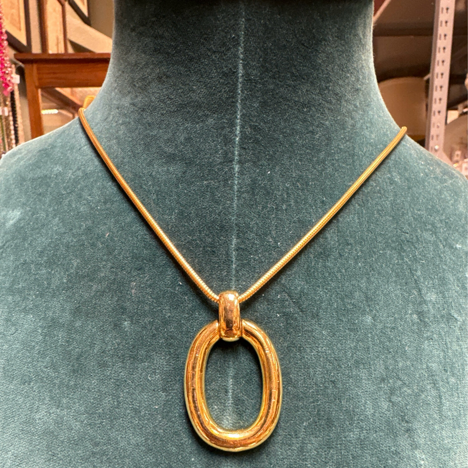 Gold Chain with Oval Pendant
