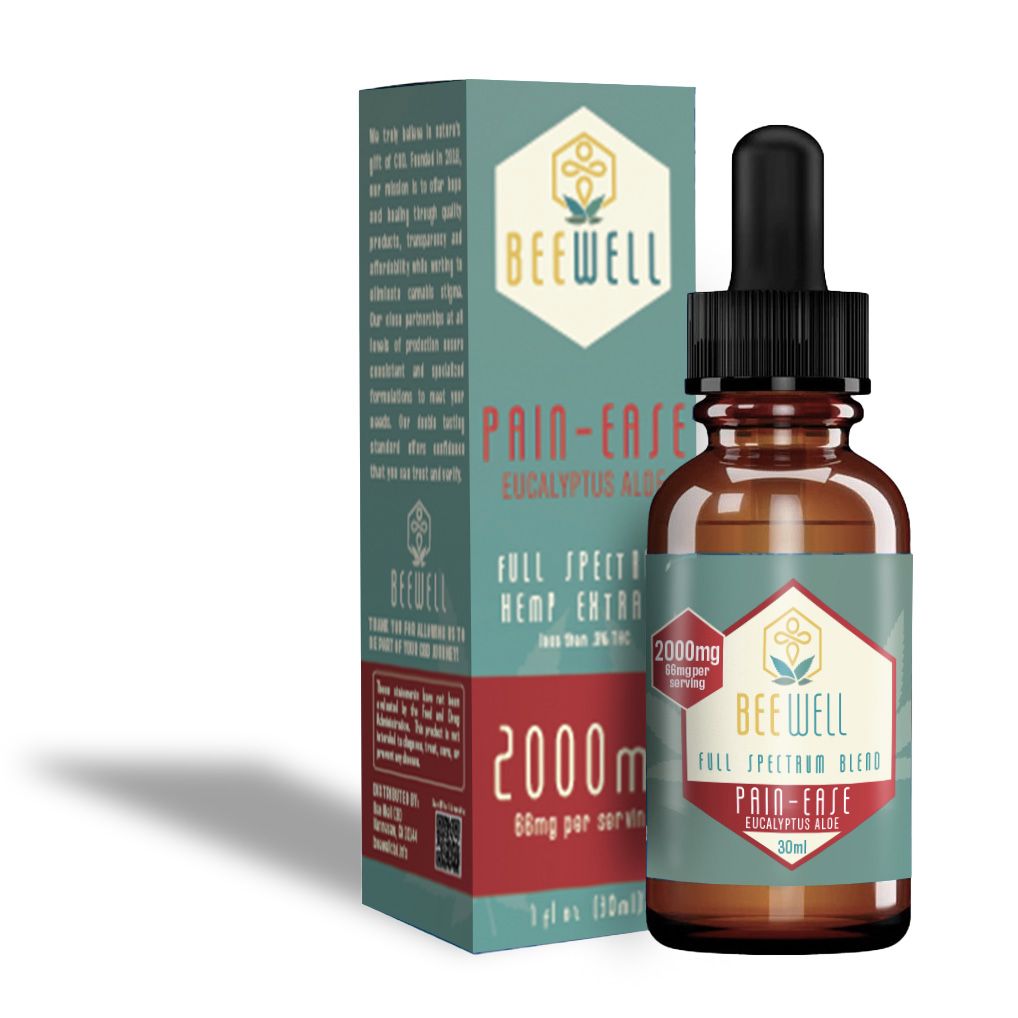 Bee Well CBD Pain Ease Tincture, Strength: 2000mg