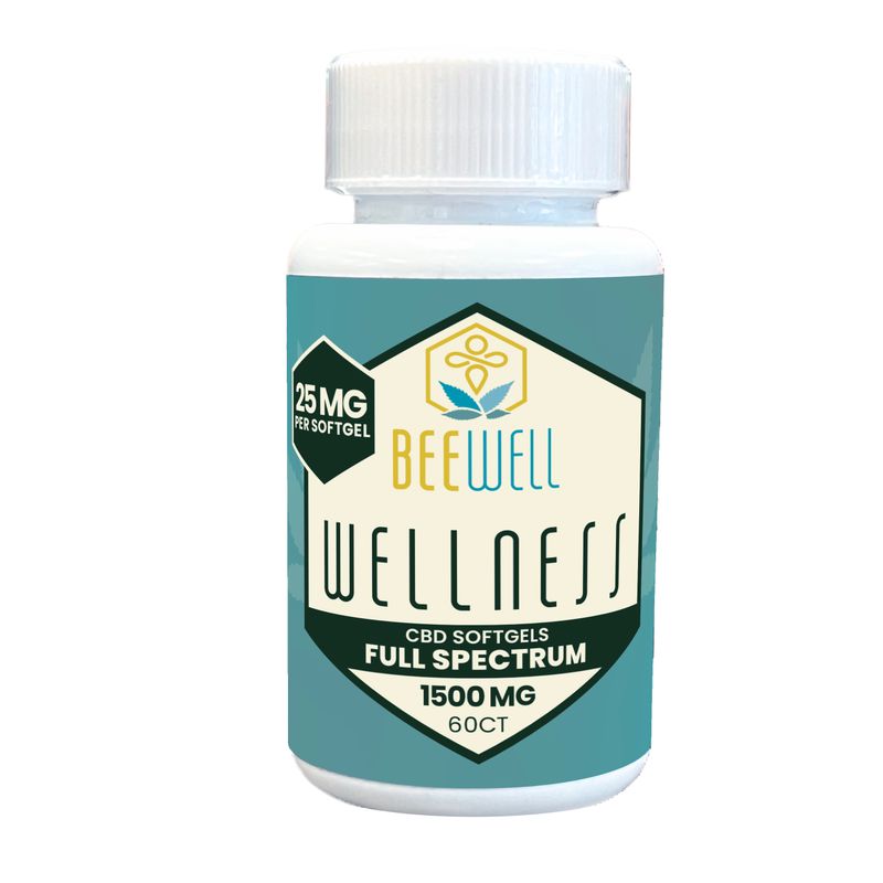 Bee Well CBD Wellness Full Spectrum Softgels, Strength: 60ct 1500mg