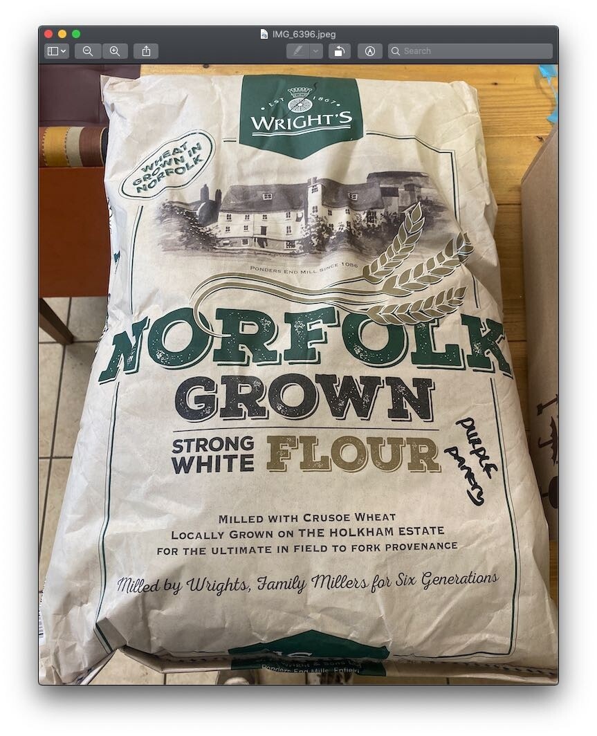 Norfolk Grown Strong White Bread Flour 16kg