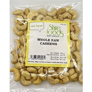 Whole Raw Cashews 100g