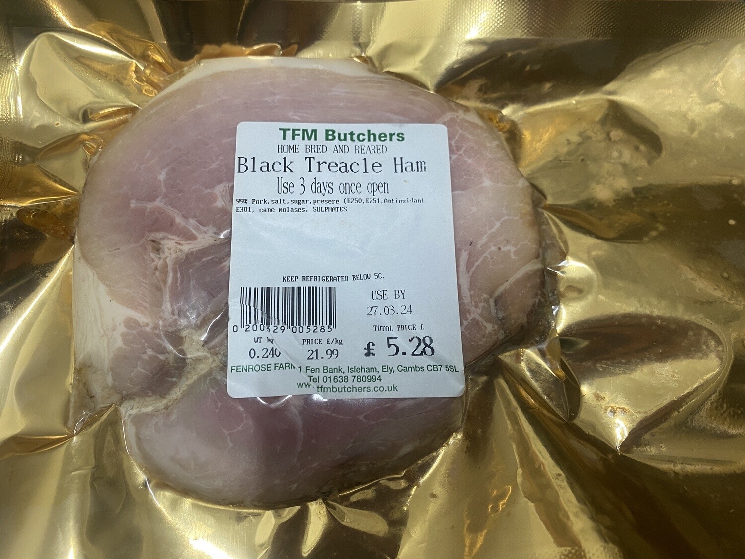 Black Treacle Ham per Kg