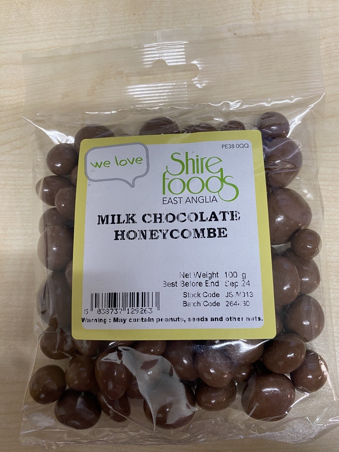 Honeycomb milk chocolate coated