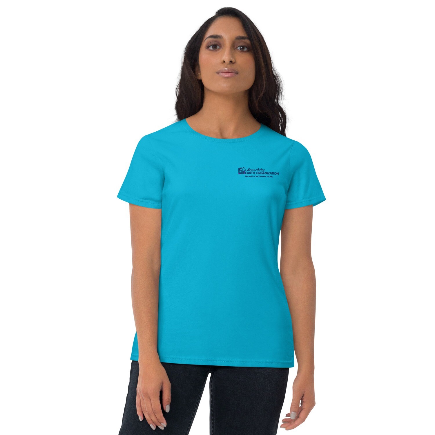 Women&#39;s short sleeve t-shirt, Color: Caribbean Blue, Size: S