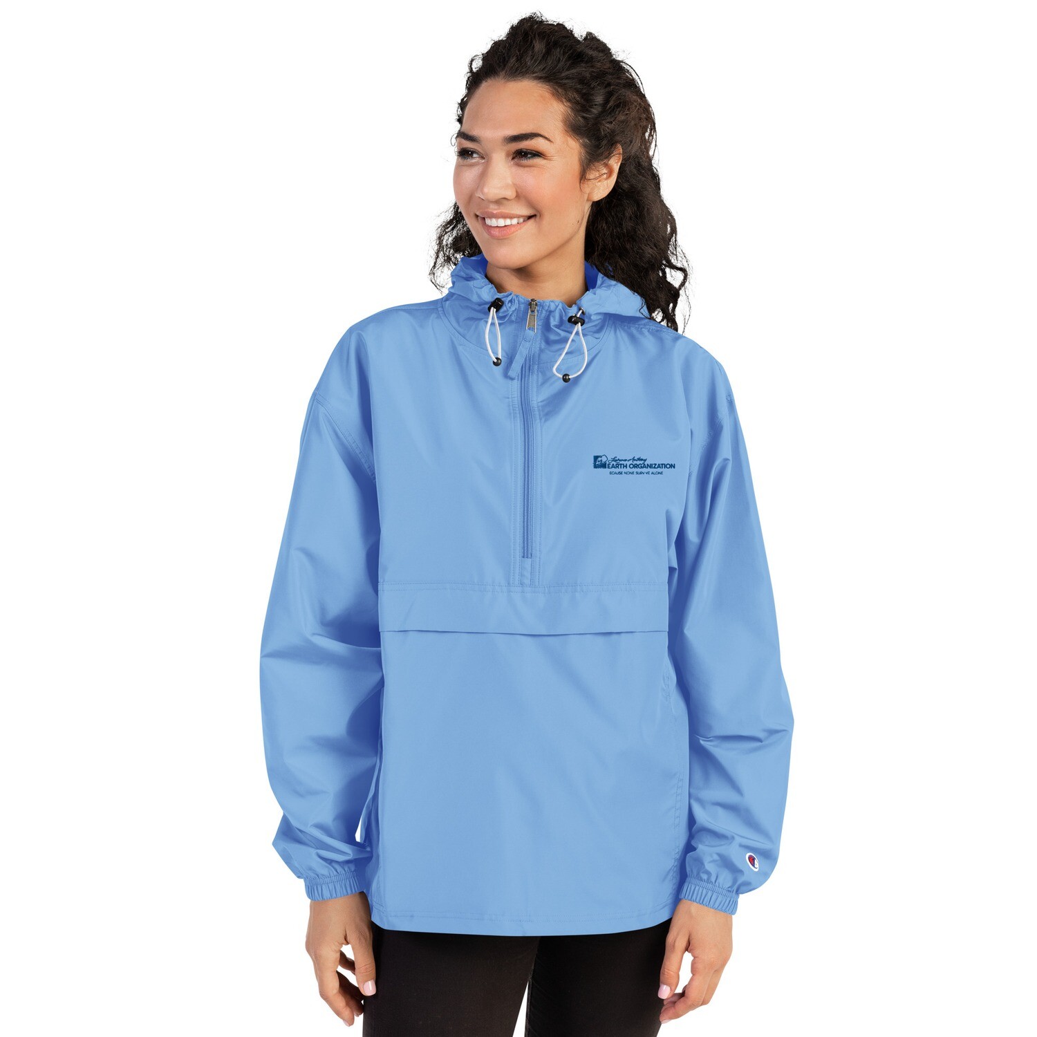 Embroidered Champion Packable Jacket, Color: Light Blue, Size: S