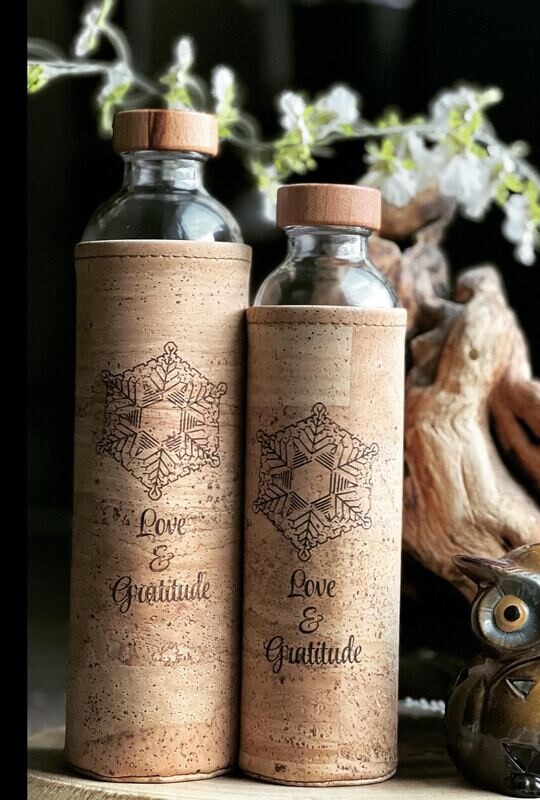 FLASKA  - 17oz or 25oz -  A BEAUTIFUL REUSABLE GLASS WATER BOTTLE