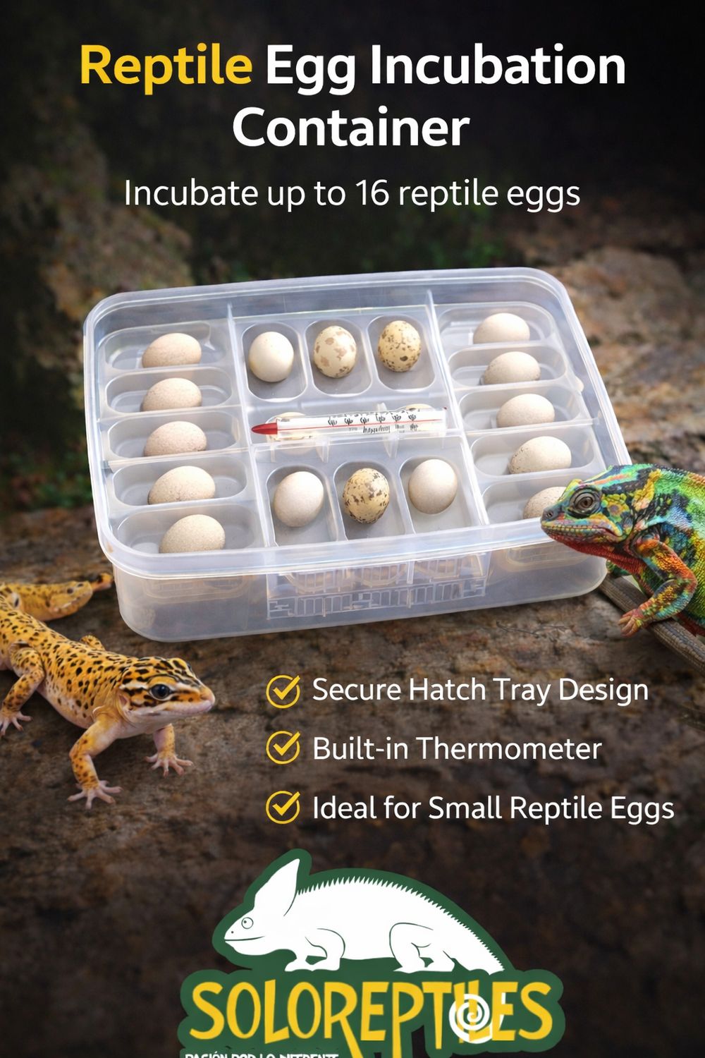 Contenedor de incubación para huevos de reptil  16 slots