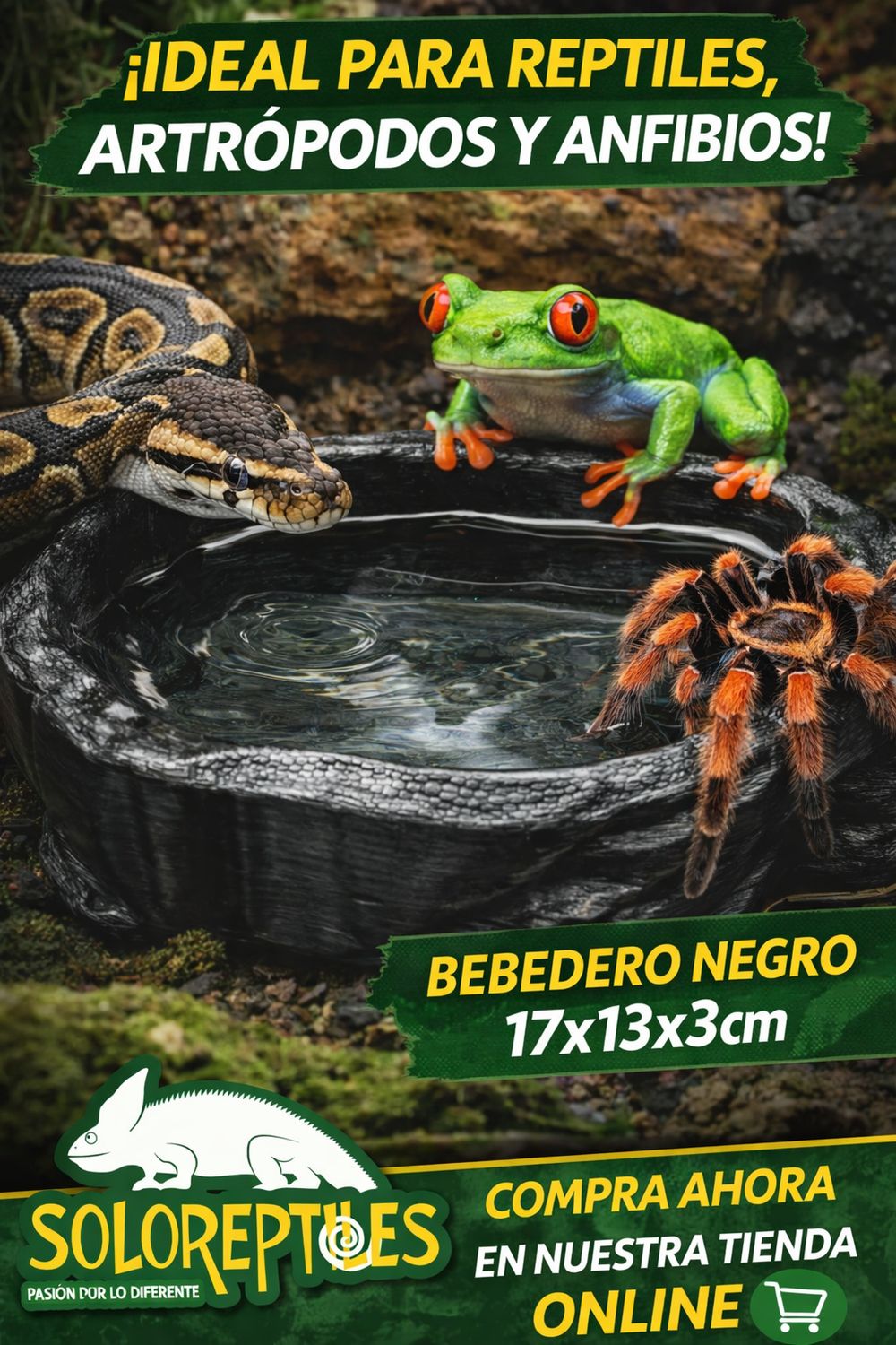 BEBEDERO NEGRO  IMPRESIÓN 3D 17X13X3cm