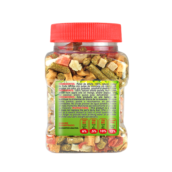 BOTANA PARA HERVIBOROS (FRUTA, ALFALFA Y VERDURA) 200gr