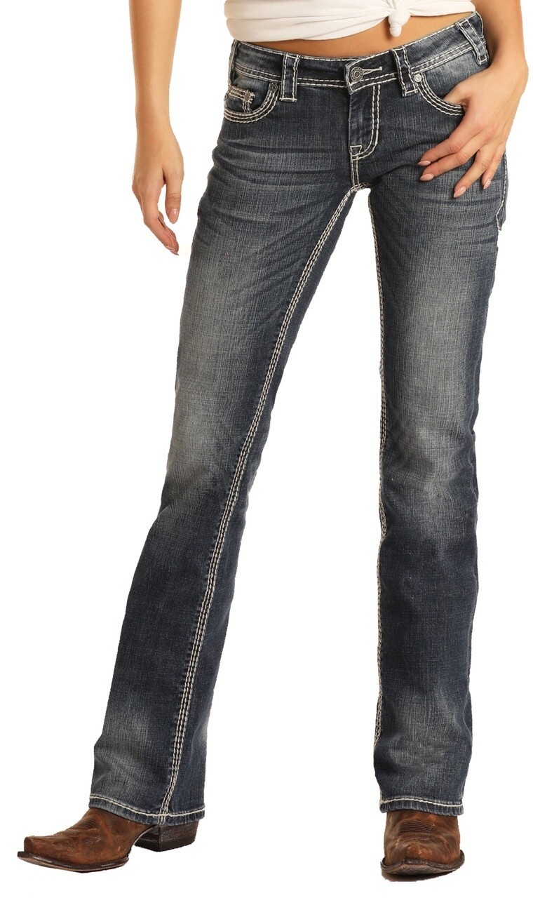 Rock &amp; Roll Women&#39;s Midrise Stretch Bootcut Riding Jean