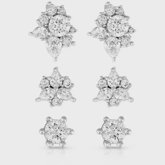 Tripple Play Crystal Post Earings
