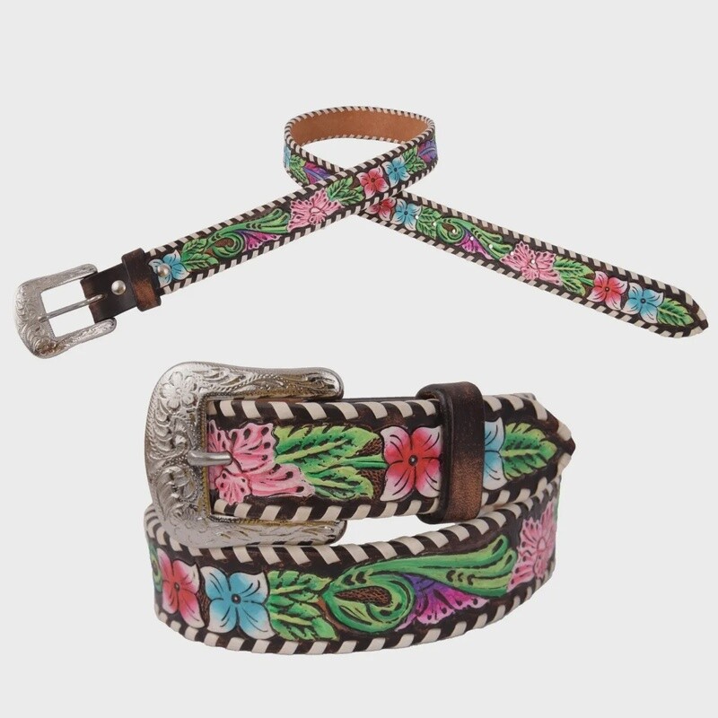 Circle Y Vibrant Flower Belt- Youth