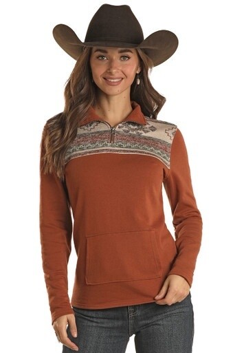Panhandle Half Zip French Terry Pullover - Rust
