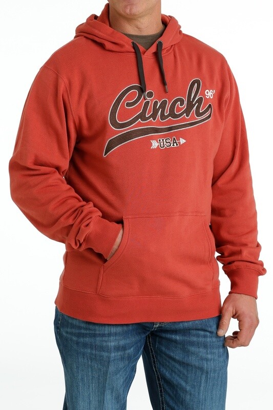 Cinch Mens Red Pullover Hoodie