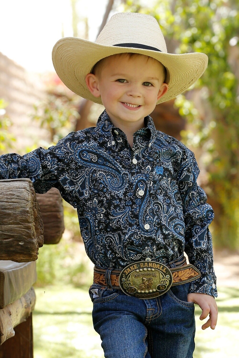 Cinch Boy’s Navy Print Western Shirt