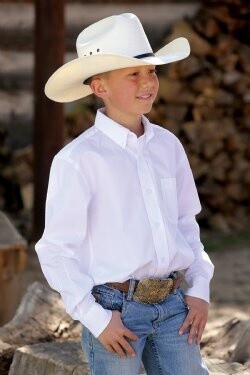 Cinch Boys Long Sleeve Shirt- White