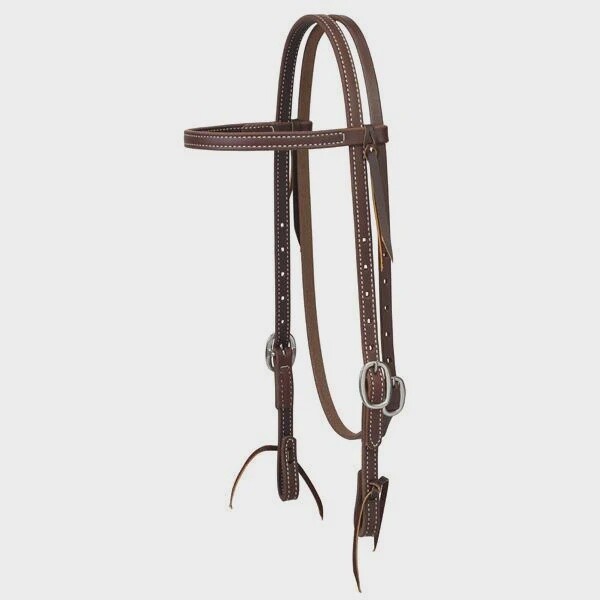 WORKING TACK DOUBLED AND STITCHED BROWBAND HEADSTALL, TIE ENDS