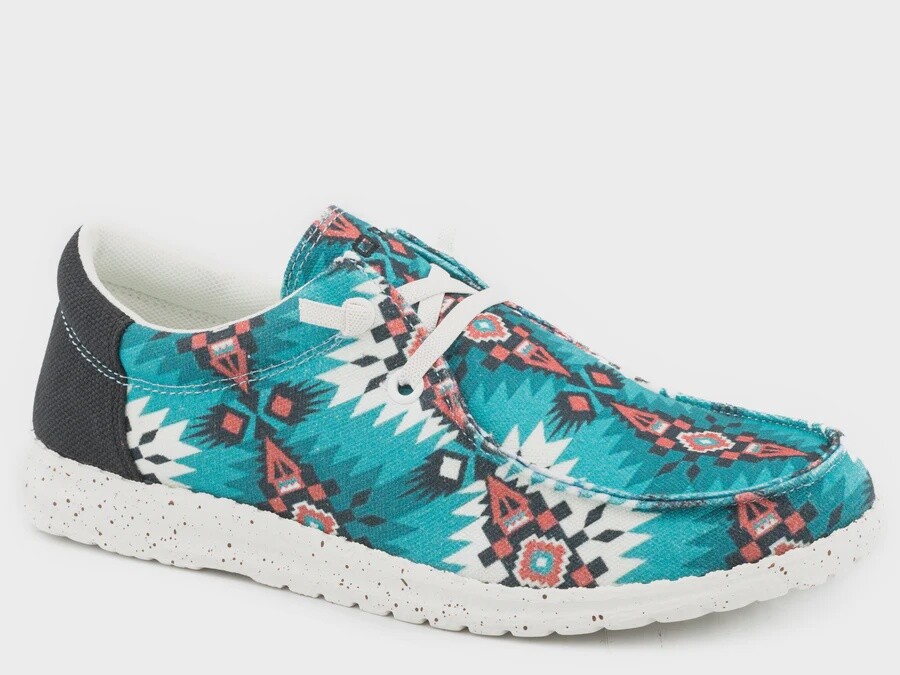 ROPER WOMENS BLUE AZTEC FABRIC UPPER