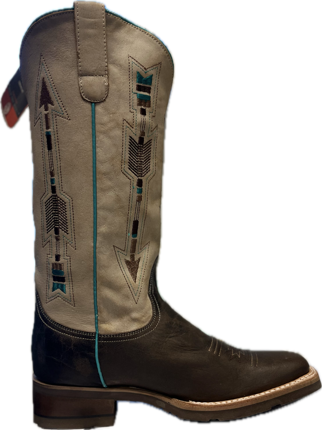 ROPER WOMENS 13&#39;&#39; ARROWS BROWN LEATHER VAMP COWBOY BOOT