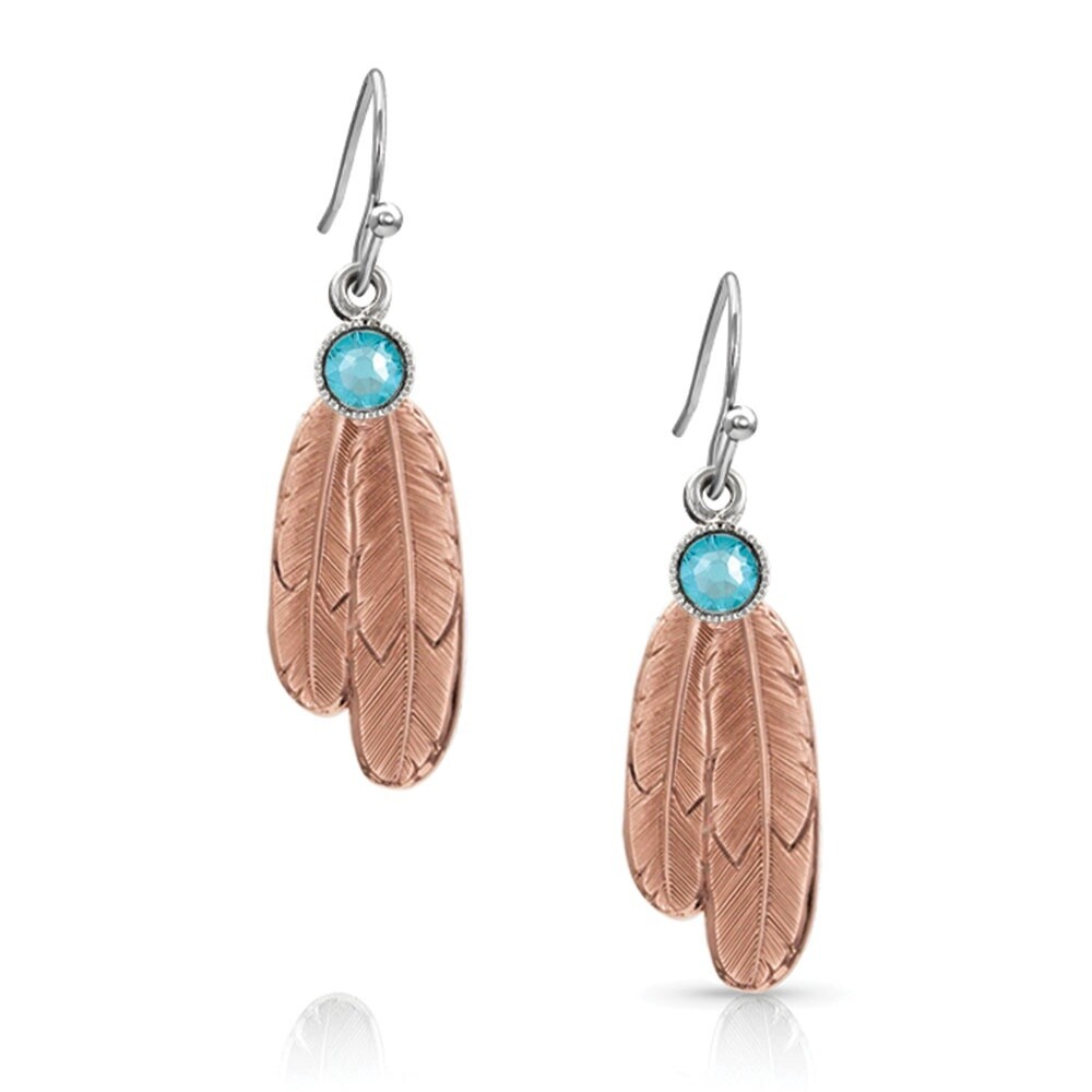 Gift of Rose Gold Freedom Feather Earrings