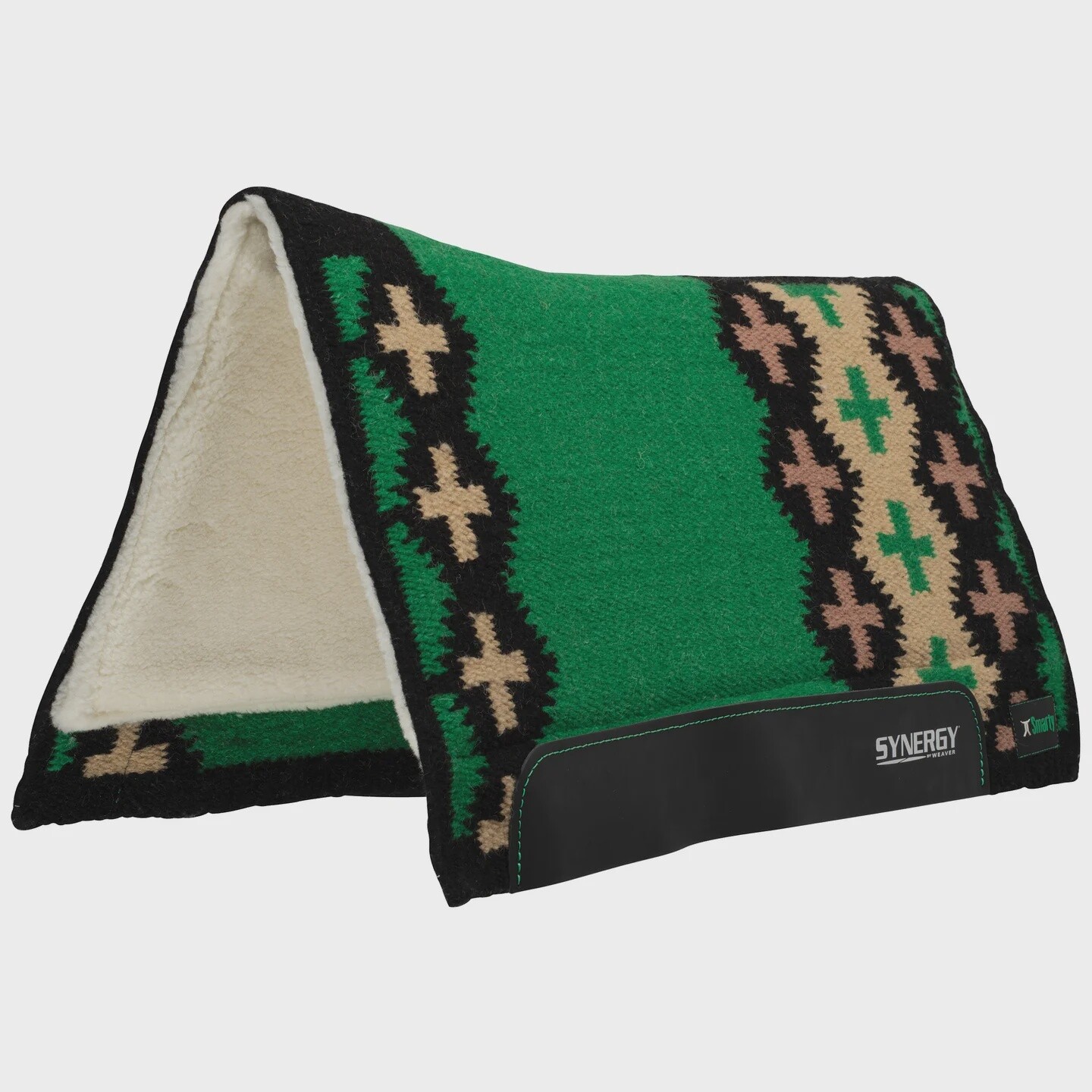 SYNERGY FLEX CONTOUR PERFORMANCE SADDLE PAD, Size: 32x34, Colour: Smarty Mission - Black/Green, Material: Wool Felt Blend