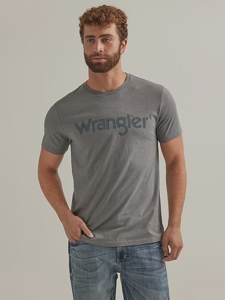 MEN&#39;S WRANGLER KABEL LOGO T-SHIRT IN PEWTER