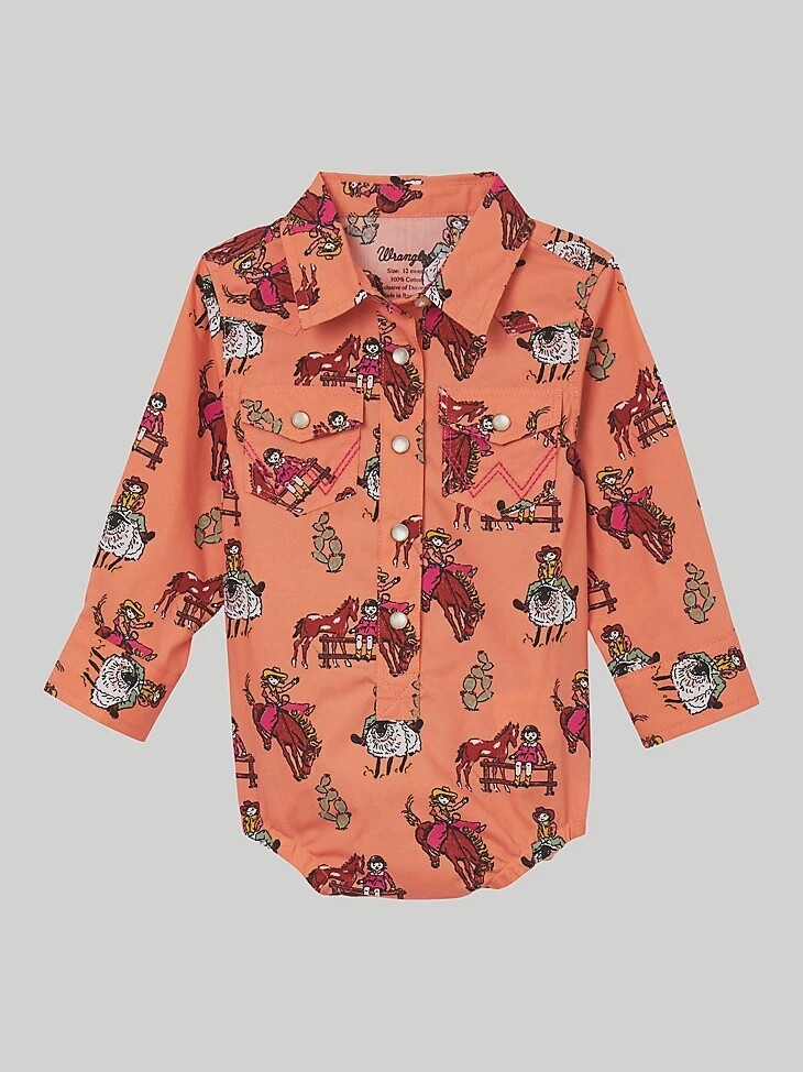 BABY GIRL HORSE AND COWGIRL WESTERN SNAP BODYSUIT
