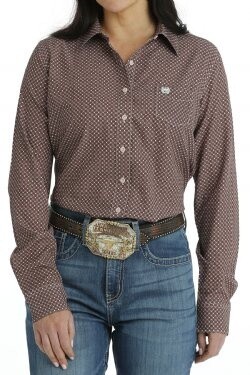 WOMEN&#39;S ARENAFLEX BUTTON-DOWN WESTERN SHIRT - PEACH