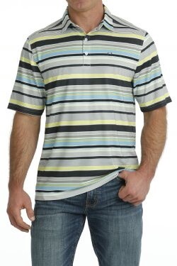 MEN&#39;S SHORT SLEEVE ARENAFLEX POLO SHIRT - NAVY / LIME / GRAY