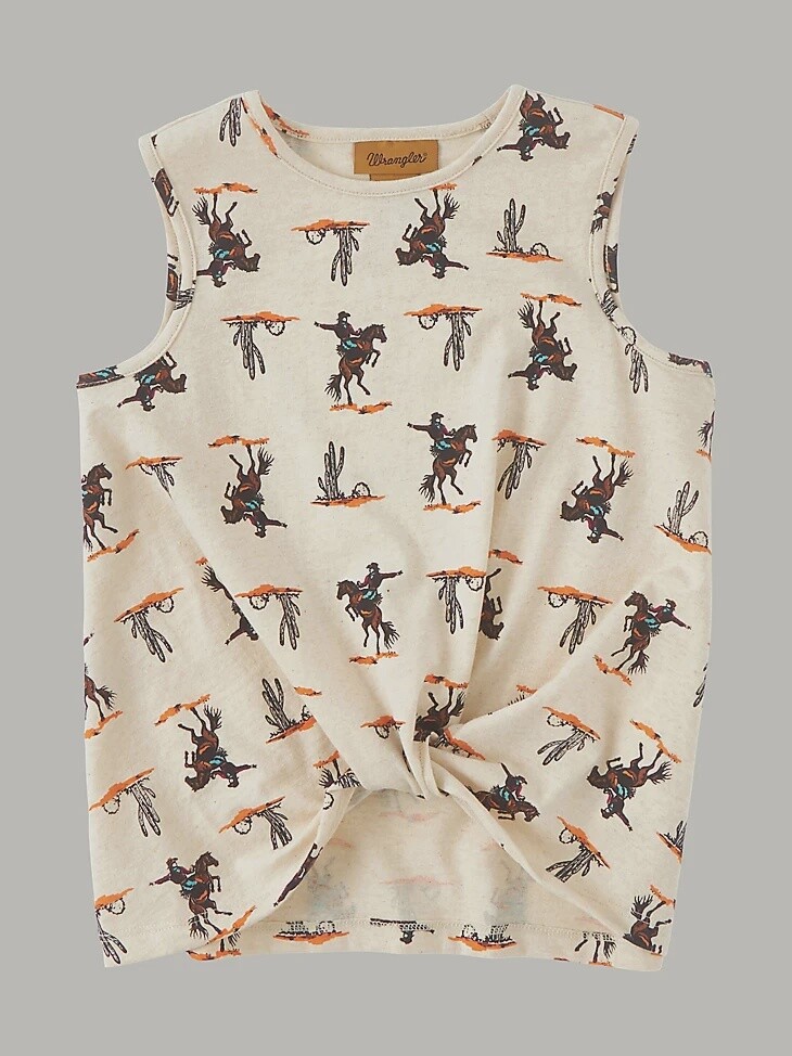 GIRL&#39;S COWGIRL KNOTTED TANK TOP IN CREAM
