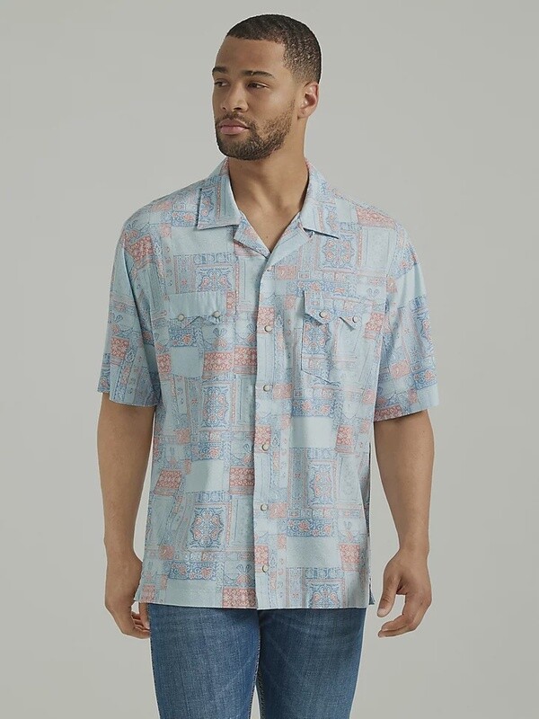 COCONUT COWBOY SNAP FRONT CAMP SHIRT IN BLUE BANDANA