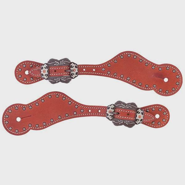 Weaver Leather Ladies Buttered Harness Leather Spur Straps- Canyon Rose