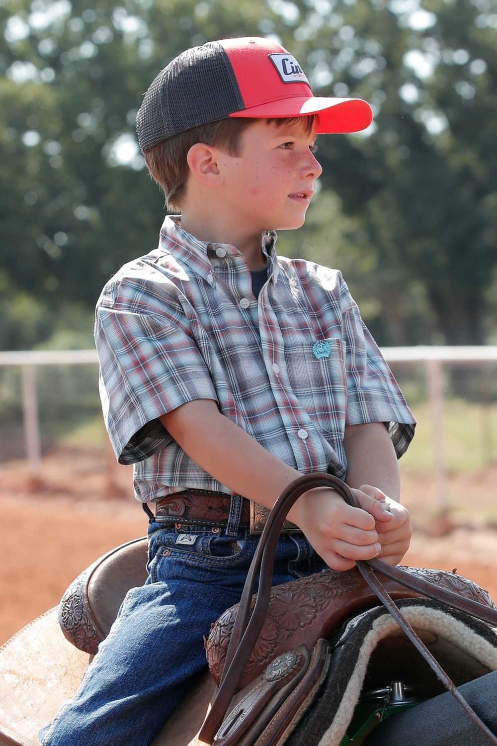Cinch Boys Plaid Multi Colour S/S Shirt