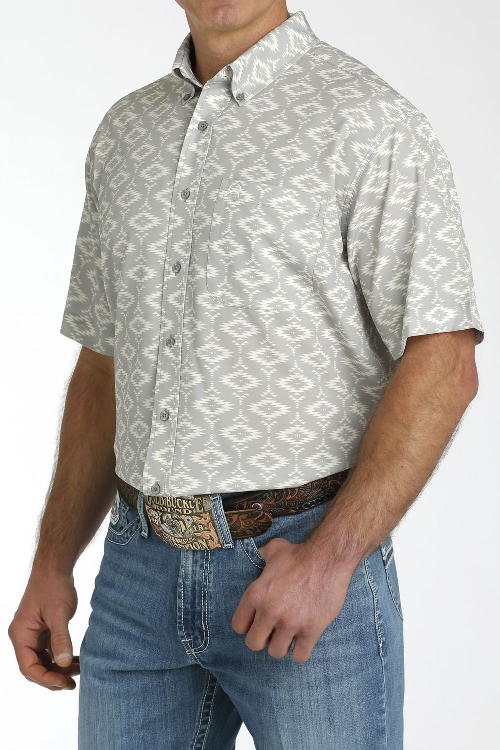 Cinch Mens S/S Arenaflex Shirt Gray Print