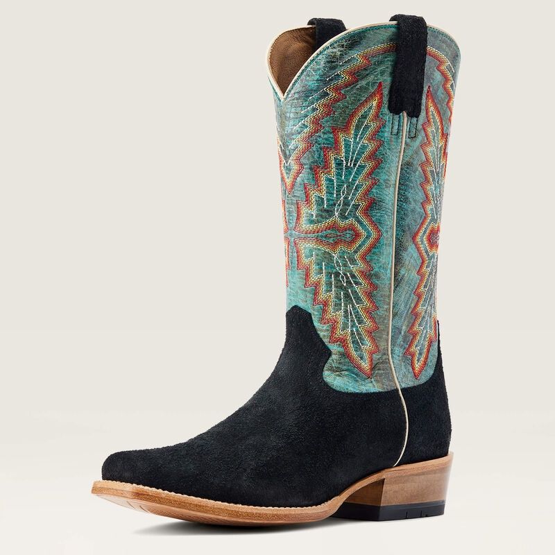Ariat Men’s Futurity Showman Boot Black Roughout/Turquoise