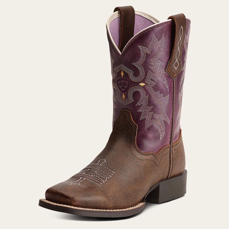 Ariat Kid’s Tombstone Western Boot - Vintage Bomber/Plum
